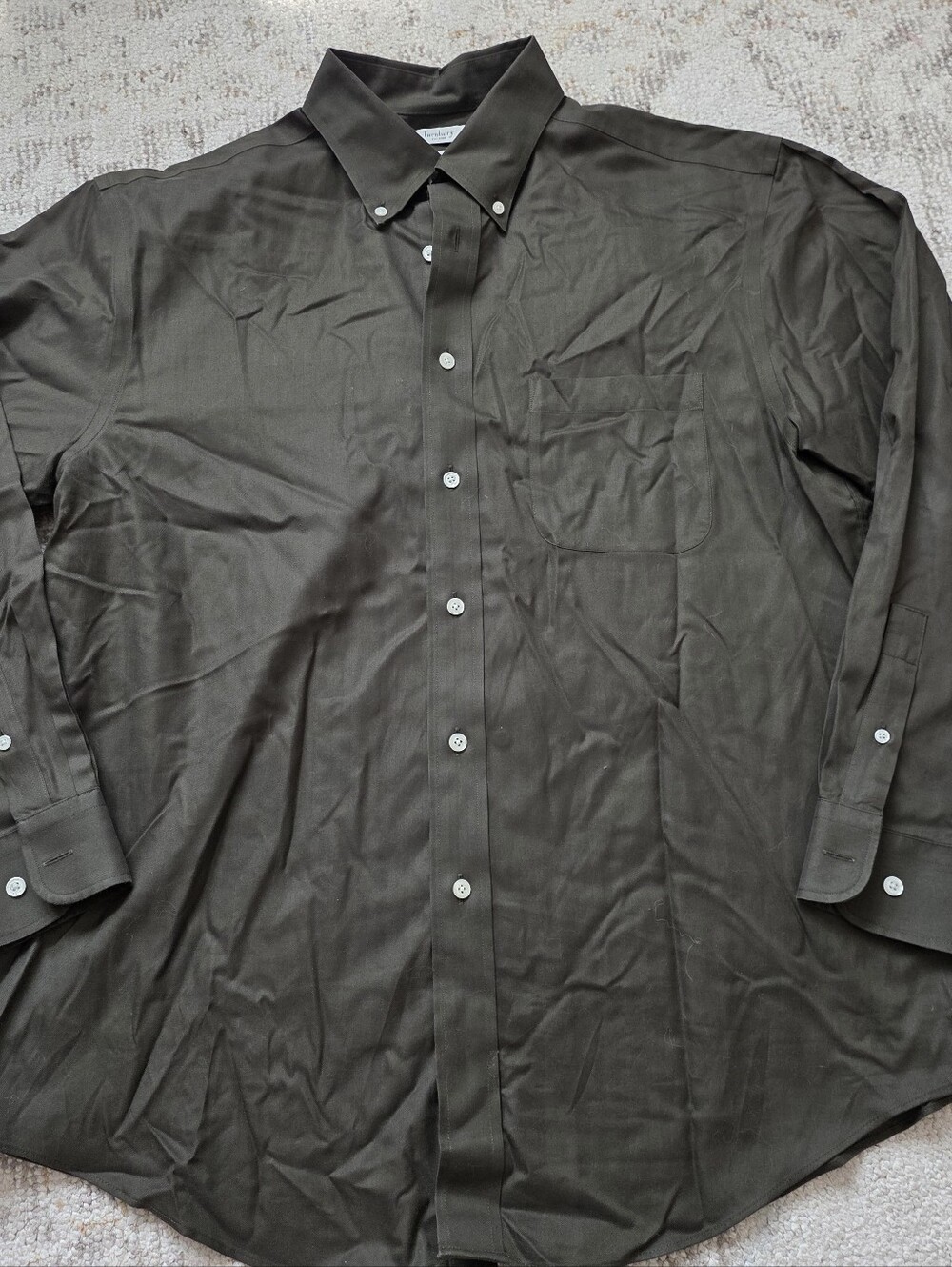 Men's Dark Green Button-Down Dress Shirt